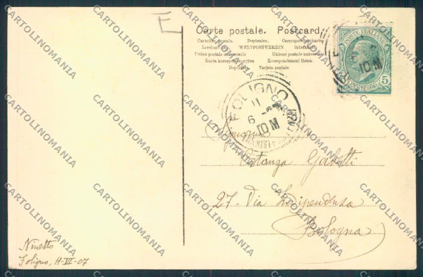 Perugia Foligno cartolina MQ1419 – retro