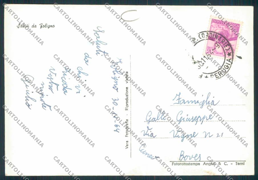 Perugia Foligno Foto FG cartolina MQ1456 – retro