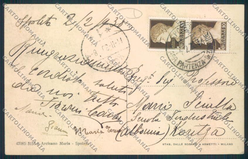 Perugia Spoleto cartolina MQ1480 – retro