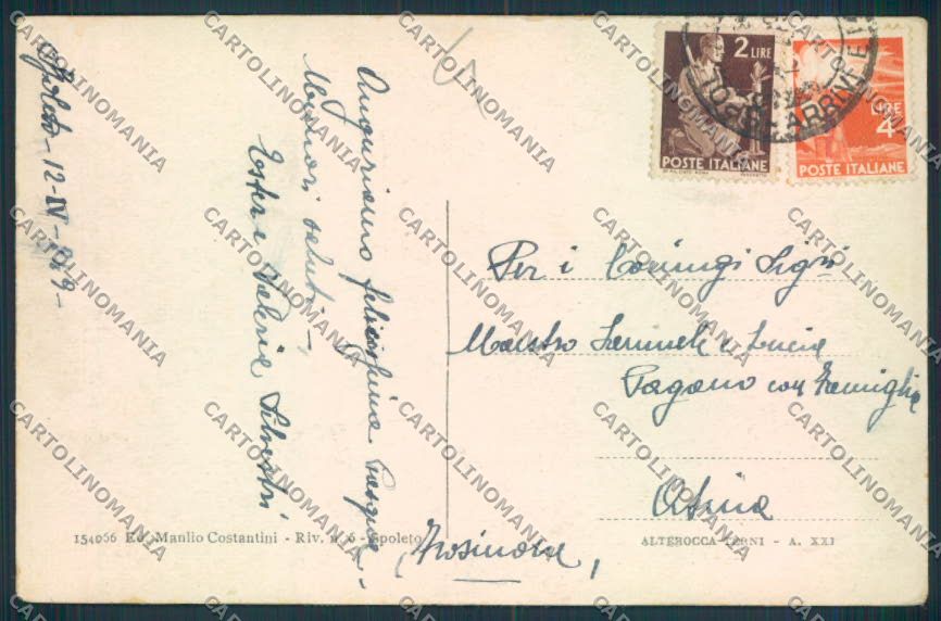 Perugia Spoleto cartolina MQ1486 – retro