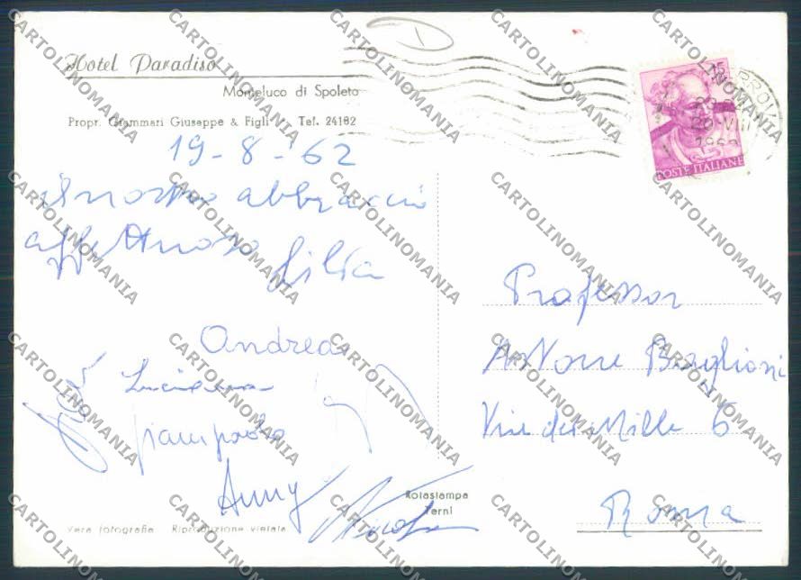 Perugia Spoleto Monteluco ADESIVO Foto FG cartolina MQ1496 – retro