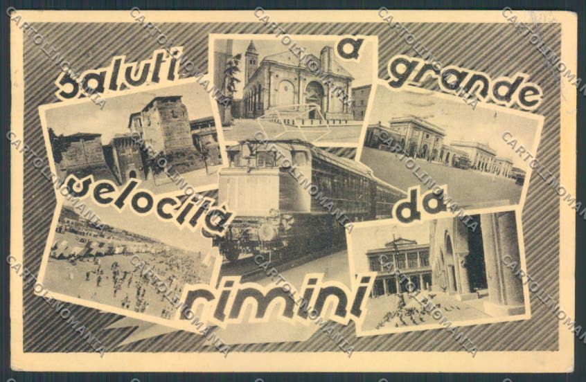 Rimini Saluti Grande Velocità PIEGA cartolina MQ1721 – fronte