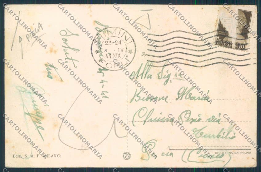 Rimini Saluti Grande Velocità PIEGA cartolina MQ1721 – retro