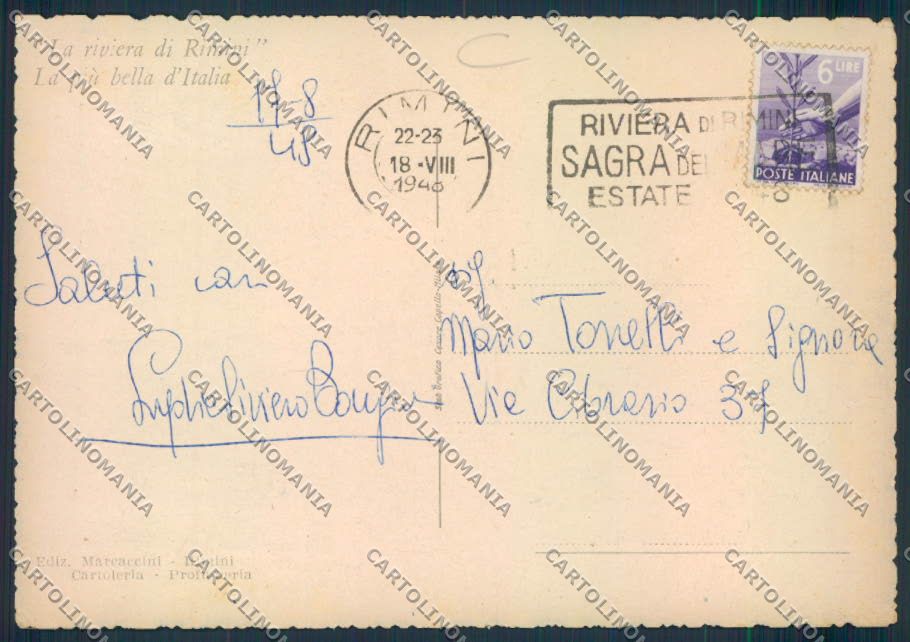 Rimini Città FG cartolina MQ1739 – retro