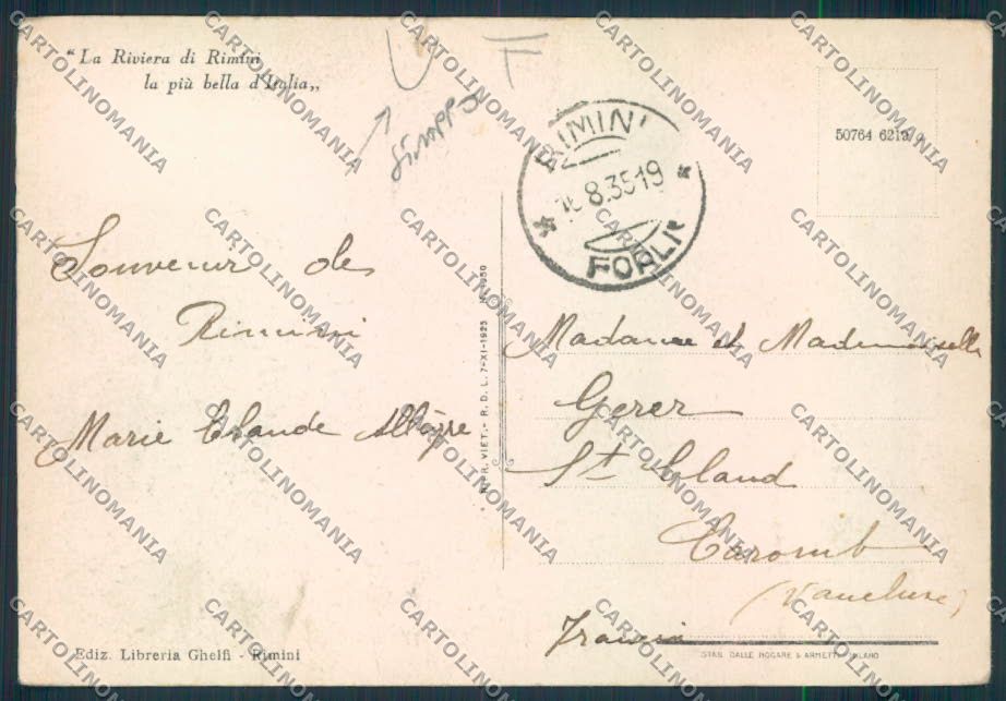 Rimini Città STRAPPO FG cartolina MQ1769 – retro
