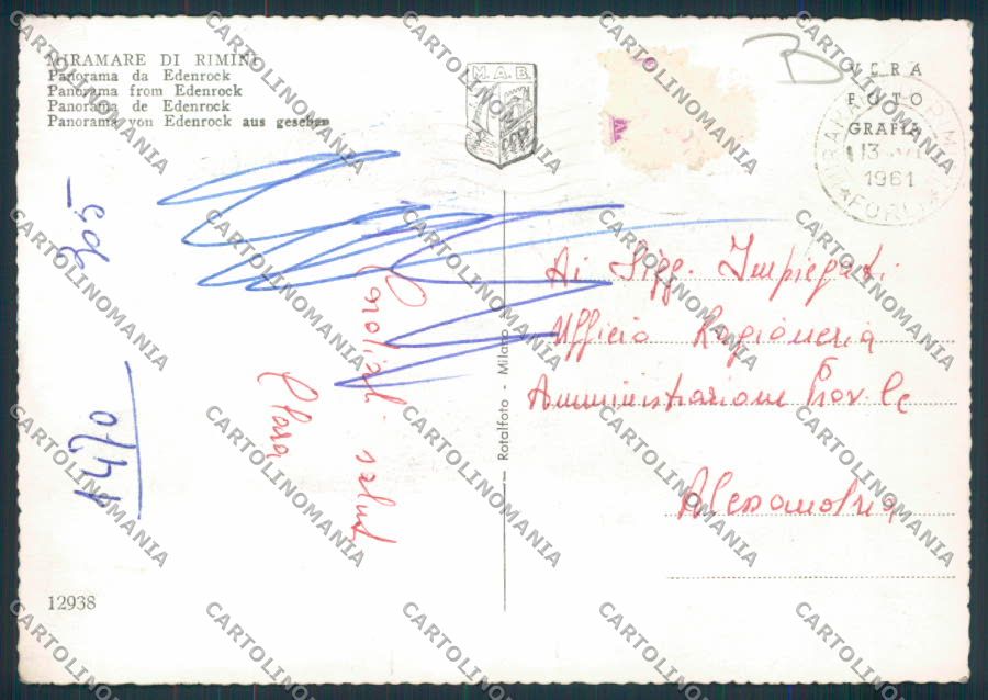 Rimini Miramare di Foto FG cartolina MQ1797 – retro
