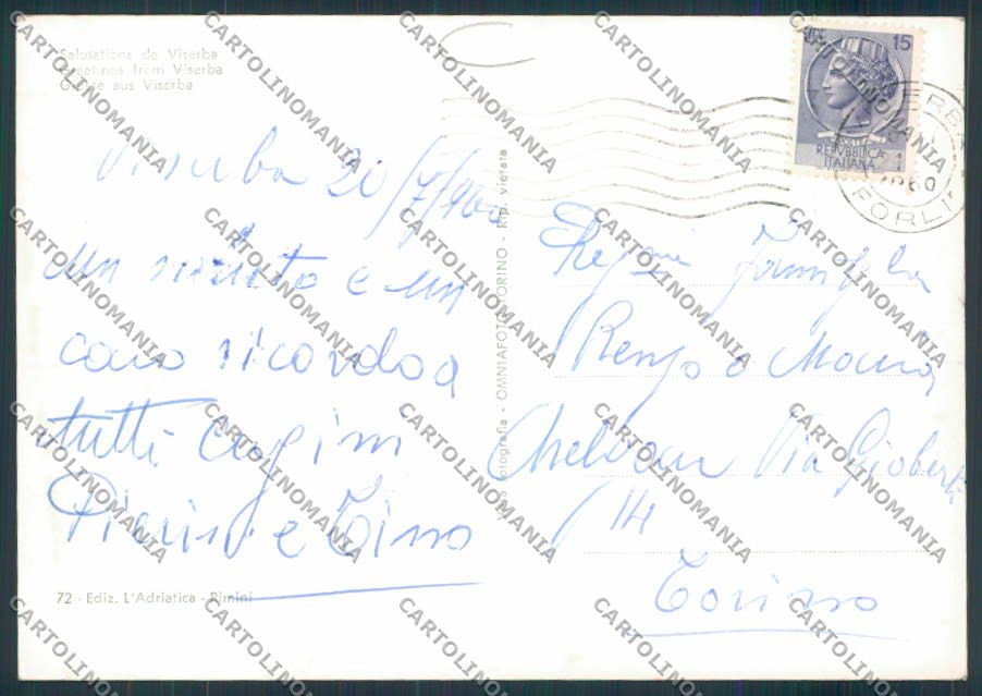 Rimini Viserba Saluti da Foto FG cartolina MQ1808 – retro