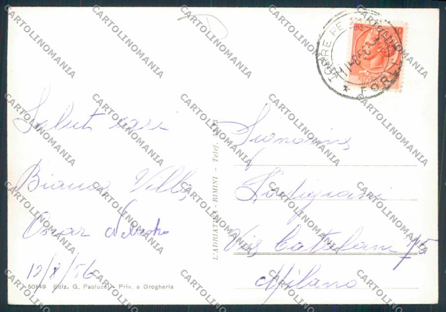 Rimini Torre Pedrera Saluti da Foto FG cartolina MQ1818 – retro