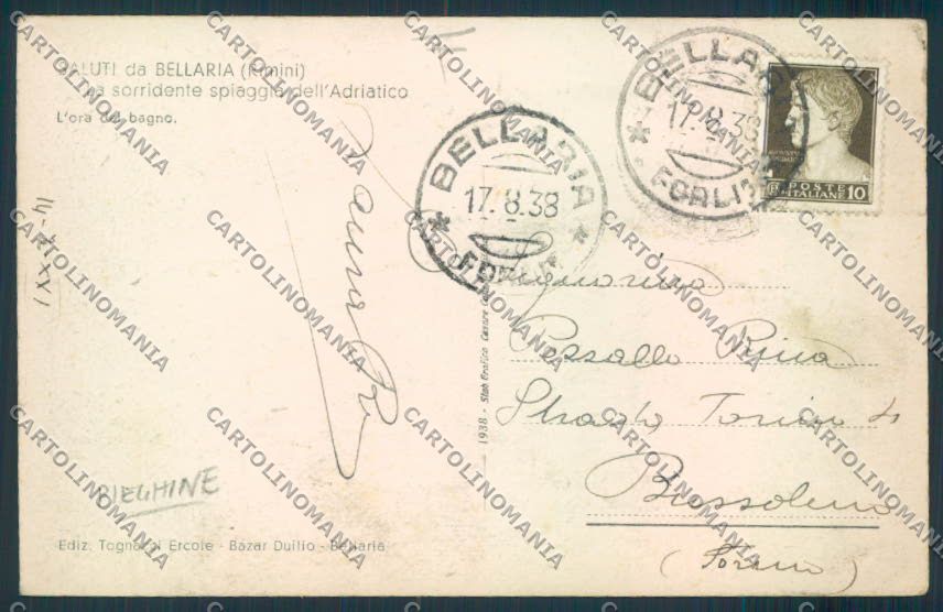 Rimini Bellaria PIEGHINE cartolina MQ1846 – retro