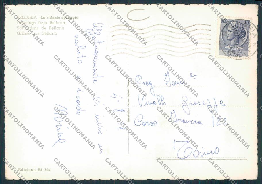 Rimini Bellaria Foto FG cartolina MQ1856 – retro