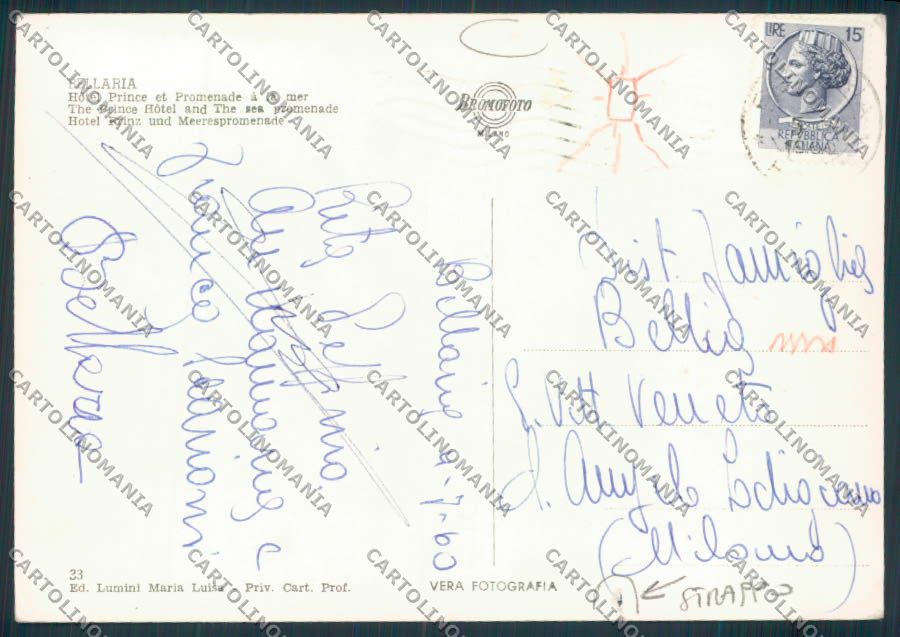 Rimini Bellaria Foto FG cartolina MQ1857 – retro