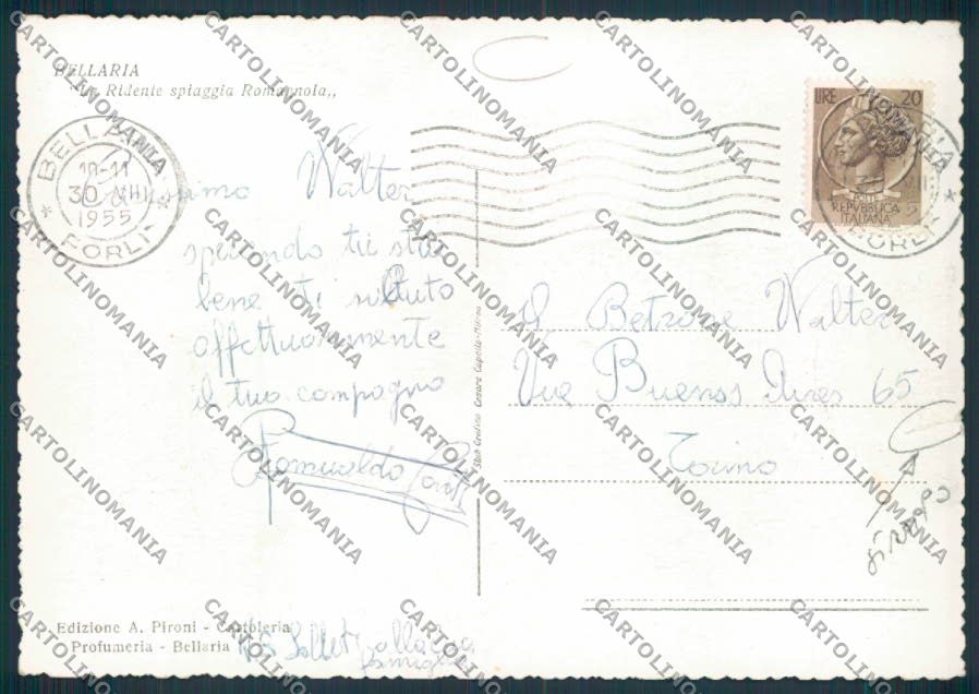 Rimini Bellaria STRAPPO FG cartolina MQ1860 – retro