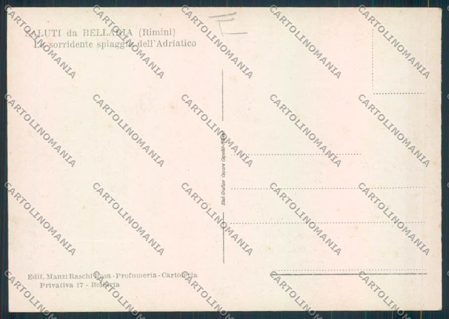 Rimini Bellaria FG cartolina MQ1890 – retro