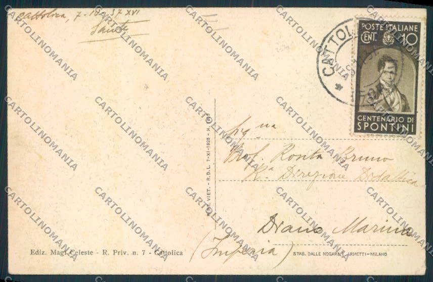 Rimini Cattolica cartolina MQ1910 – retro