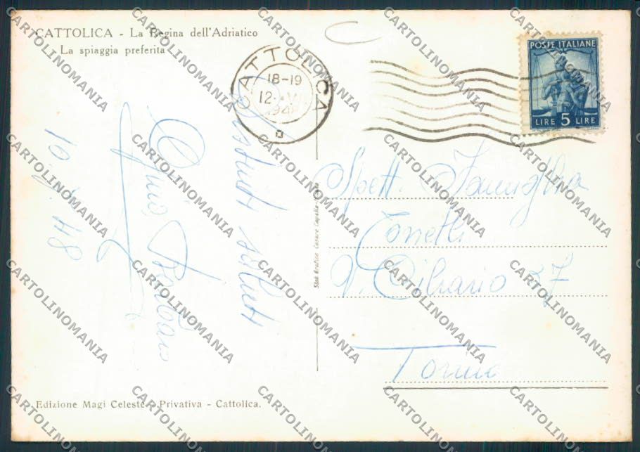 Rimini Cattolica Foto FG cartolina MQ1930 – retro