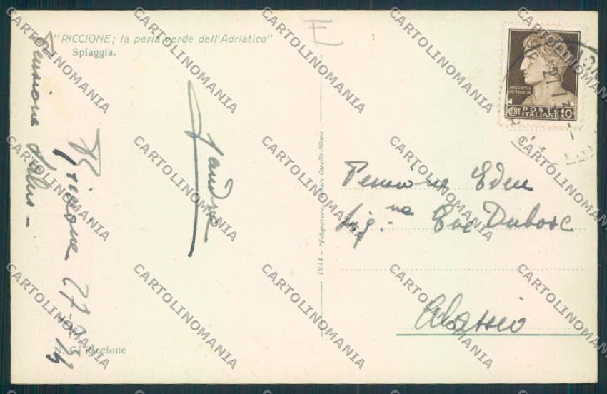 Rimini Riccione cartolina MQ1940 – retro