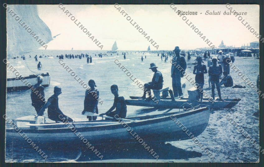 Rimini Riccione PIEGHINA cartolina MQ1950 – fronte
