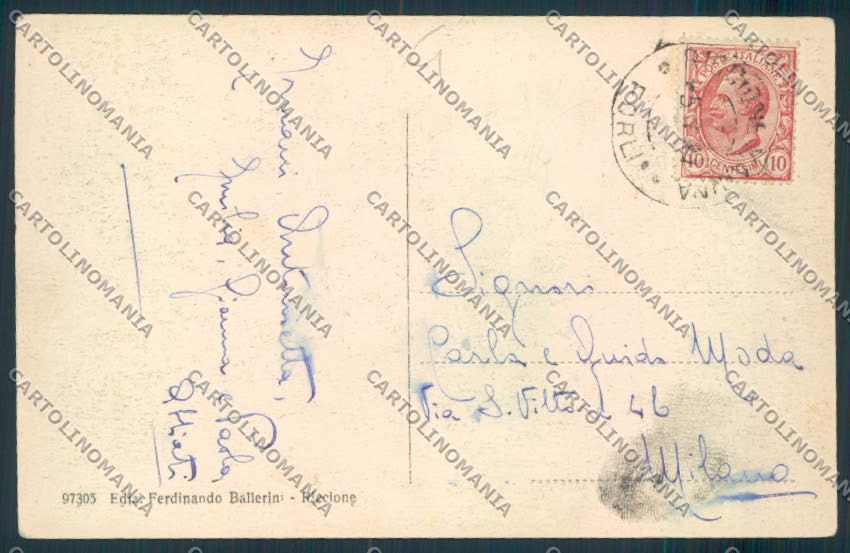 Rimini Riccione cartolina MQ1951 – retro