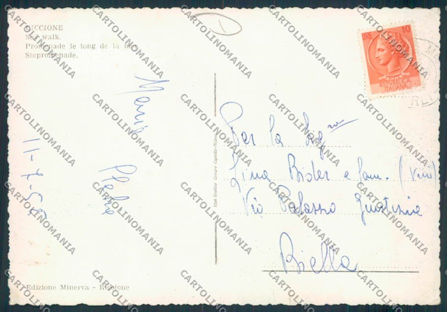 Rimini Riccione FG cartolina MQ1980 – retro