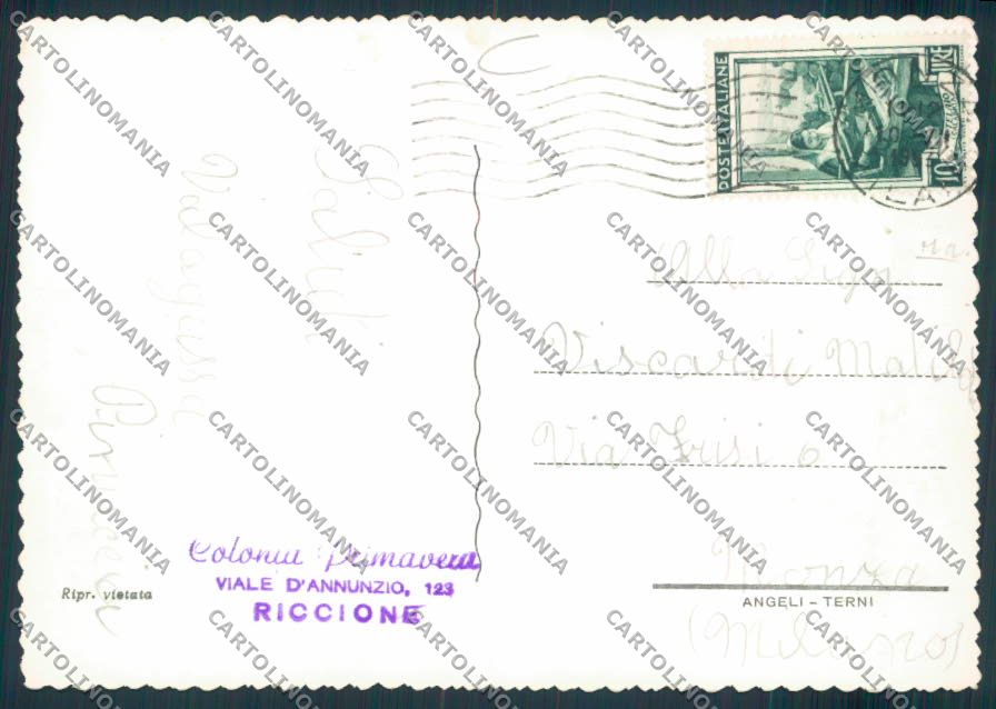 Rimini Riccione Foto FG cartolina MQ1985 – retro