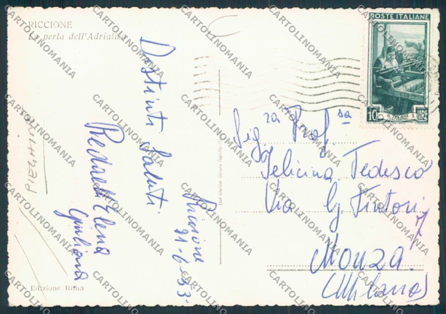 Rimini Riccione PIEGHINE FG cartolina MQ2001 – retro