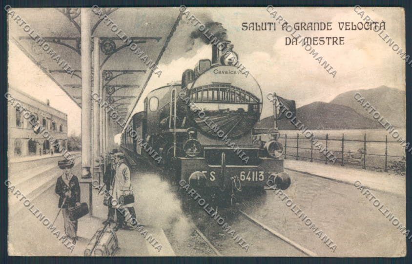 Venezia Mestre Saluti Treno SCOLLATA cartolina MQ2224 – fronte