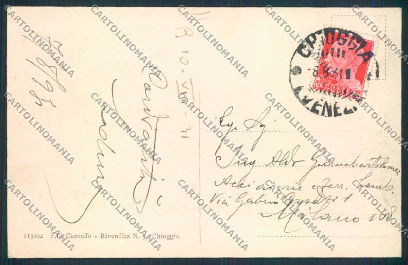 Venezia Sottomarina cartolina MQ2314 – retro