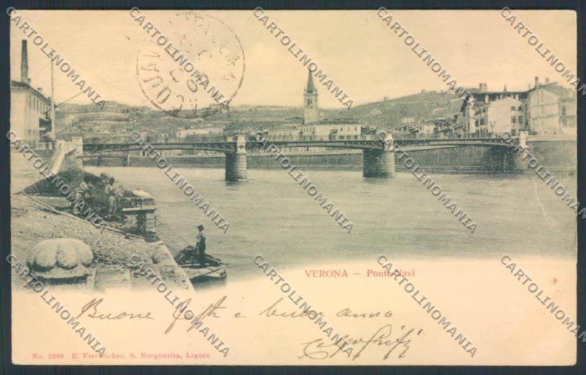 Verona città Ponte Navi PIEGHINE cartolina MQ2440 – fronte