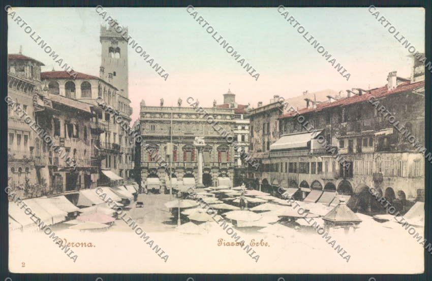 Verona città Piazza Erbe cartolina MQ2462 – fronte