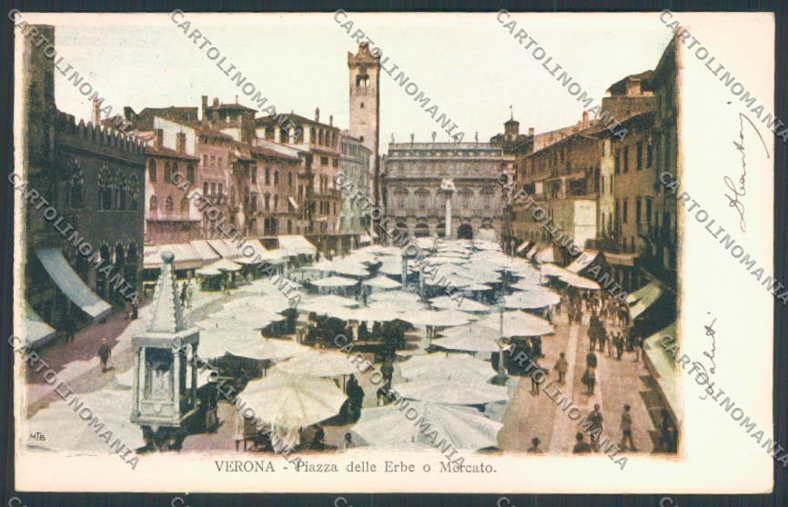 Verona città Piazza Erbe cartolina MQ2506 – fronte