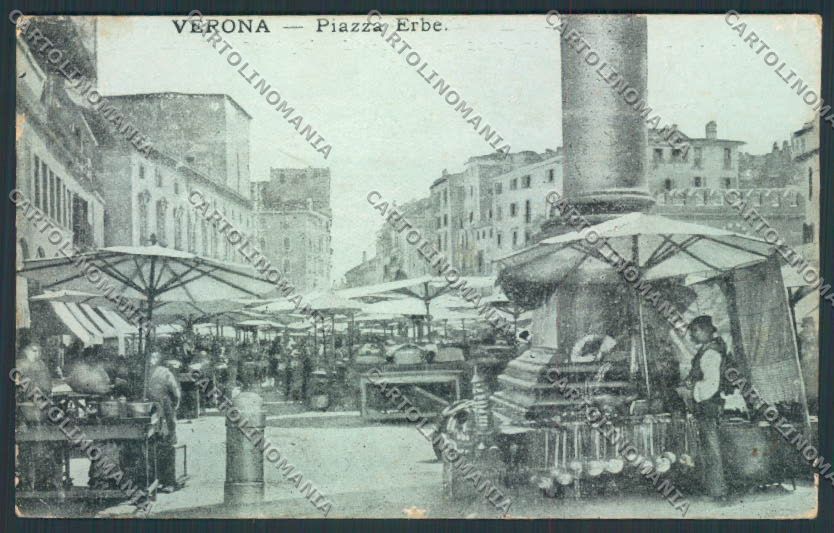Verona città Piazza Erbe Mercato cartolina MQ2537 – fronte