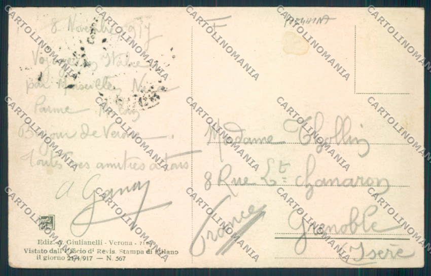 Verona Piazza Erbe Mercato PIEGHINA cartolina MQ2549 – retro