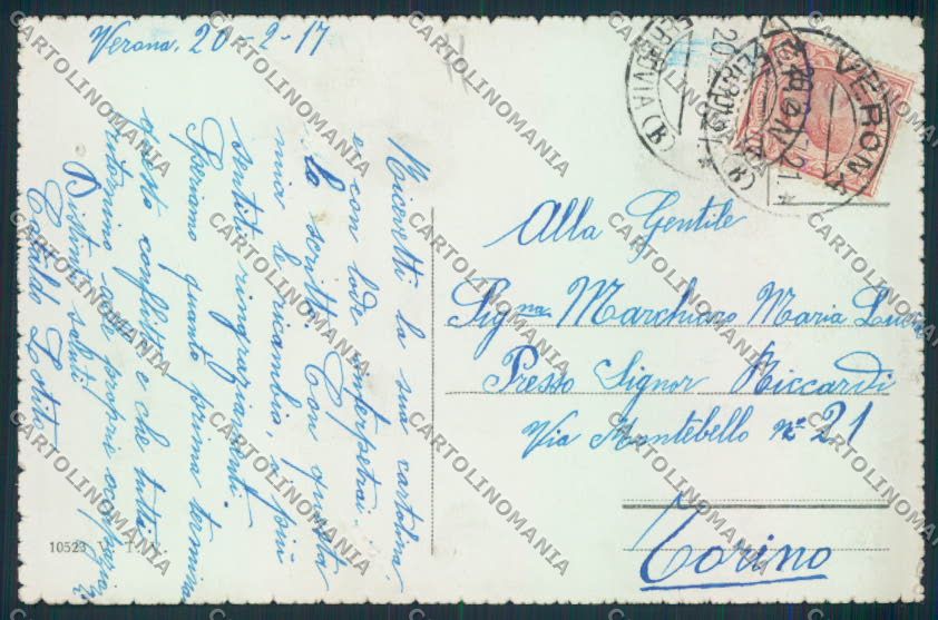 Verona città Via Bixio cartolina MQ2564 – retro