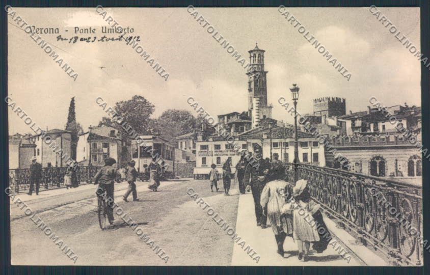 Verona Ponte Umberto I Tram ABRASA cartolina MQ2581 – fronte