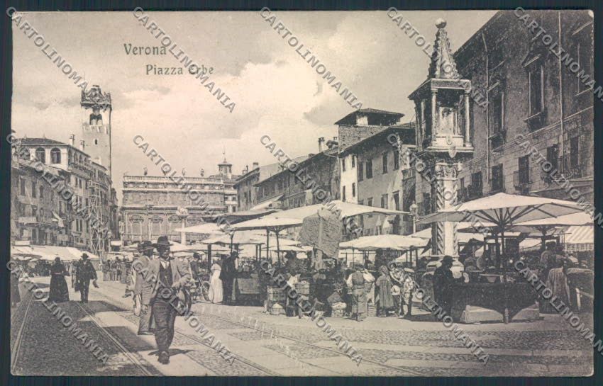 Verona città Piazza Erbe Mercato cartolina MQ2584 – fronte