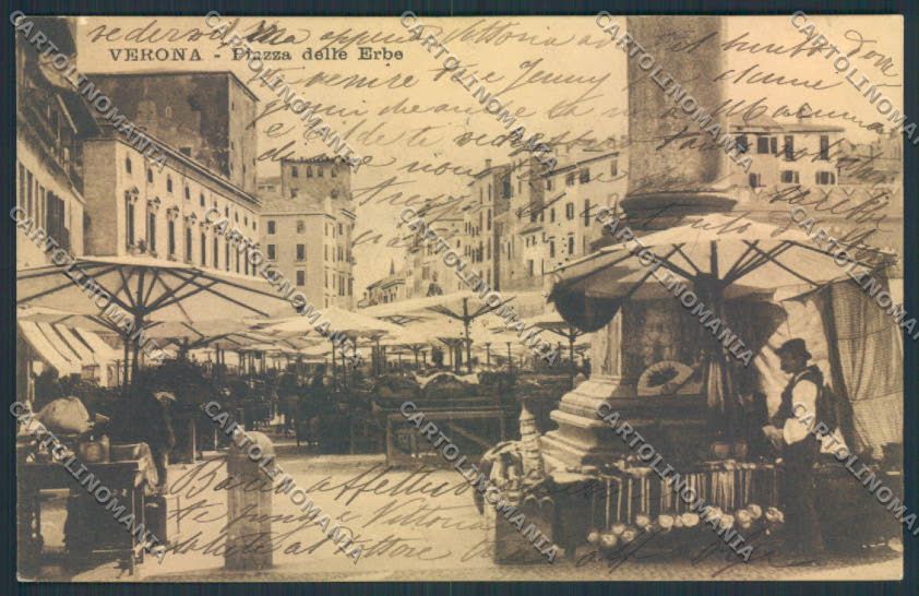 Verona Piazza Erbe Mercato SCOLLATA cartolina MQ2635 – fronte