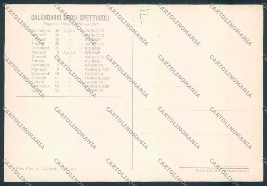 Verona Festival Opera Arena FG cartolina MQ2686 – retro