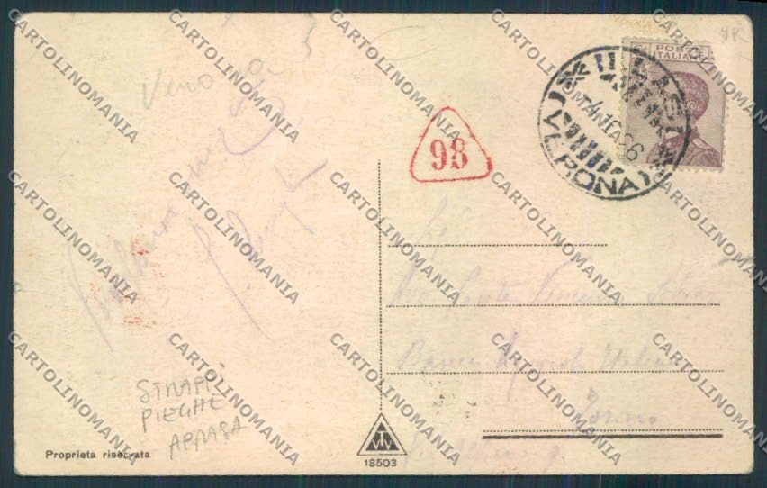 Verona Illasi PIEGHE STRAPPI ABRASA cartolina MQ2697 – retro