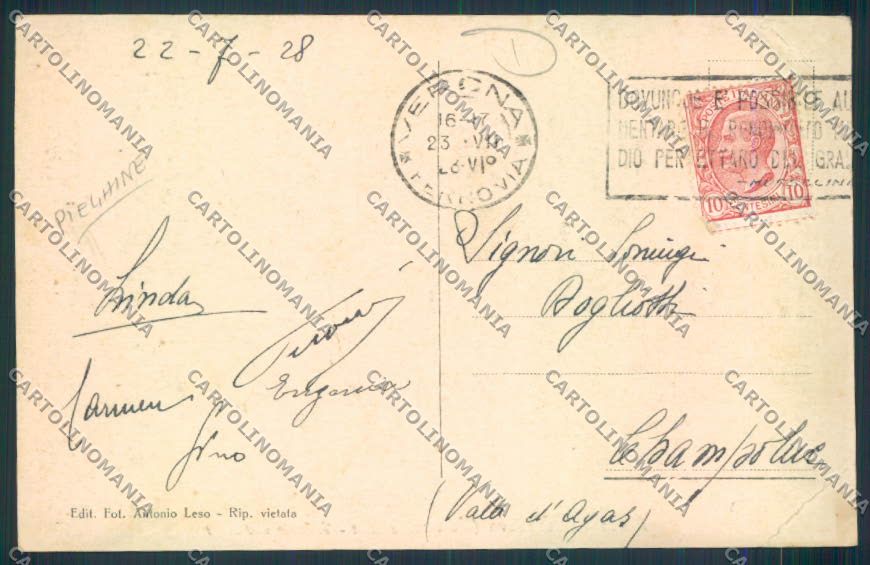 Verona Bosco Chiesanuova PIEGHINE cartolina MQ2701 – retro