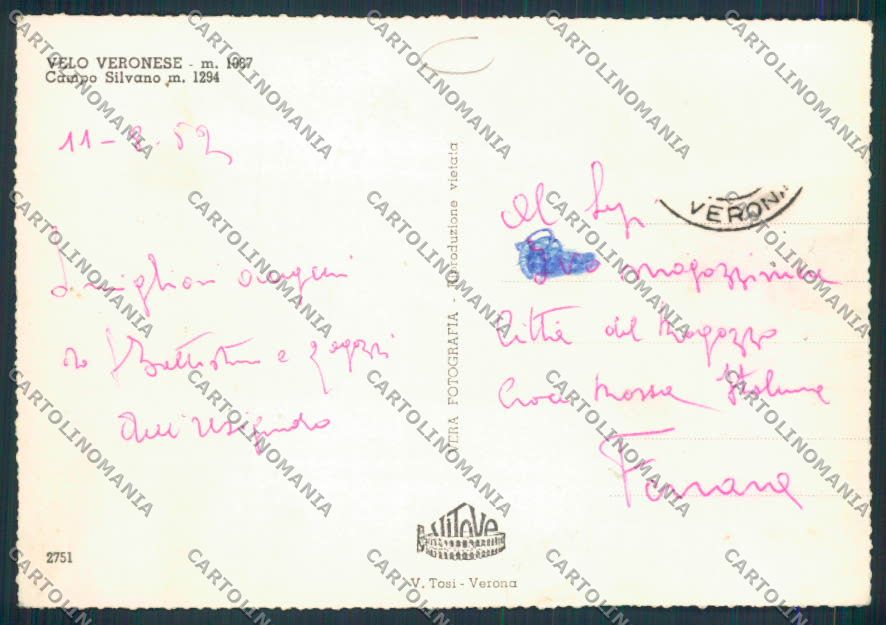 Verona Velo Veronese ADESIVO Foto FG cartolina MQ2770 – retro