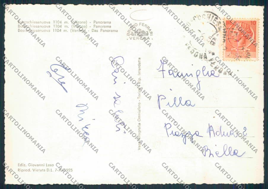 Verona Bosco Chiesanuova Foto FG cartolina MQ2774 – retro