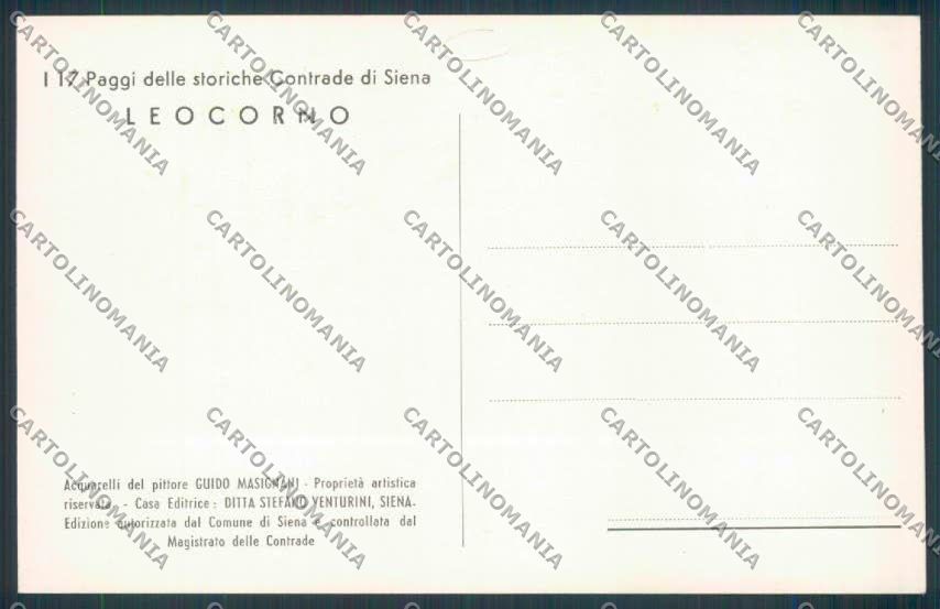 Siena città Contrada Leocorno cartolina MQ2953 – retro