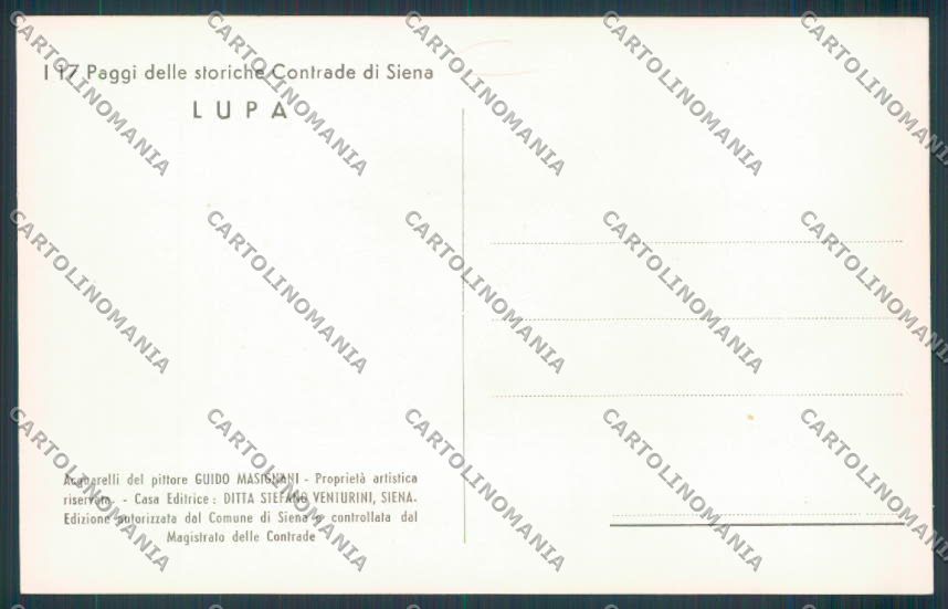 Siena città Contrada Lupa cartolina MQ2954 – retro