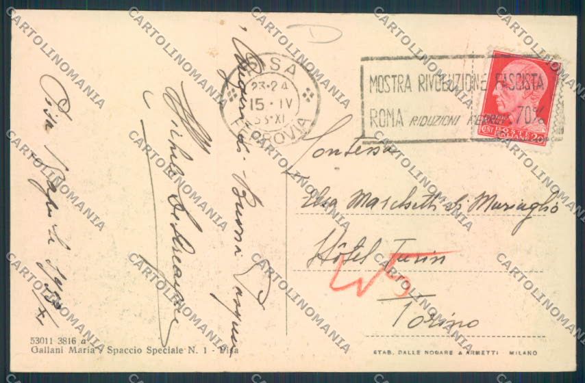 Pisa città UN PO' SCOLLATA cartolina MQ2987 – retro