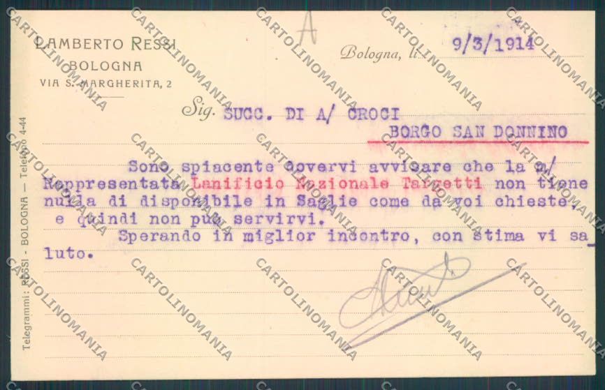 Bologna città Commerciale cartolina MQ3185 – retro