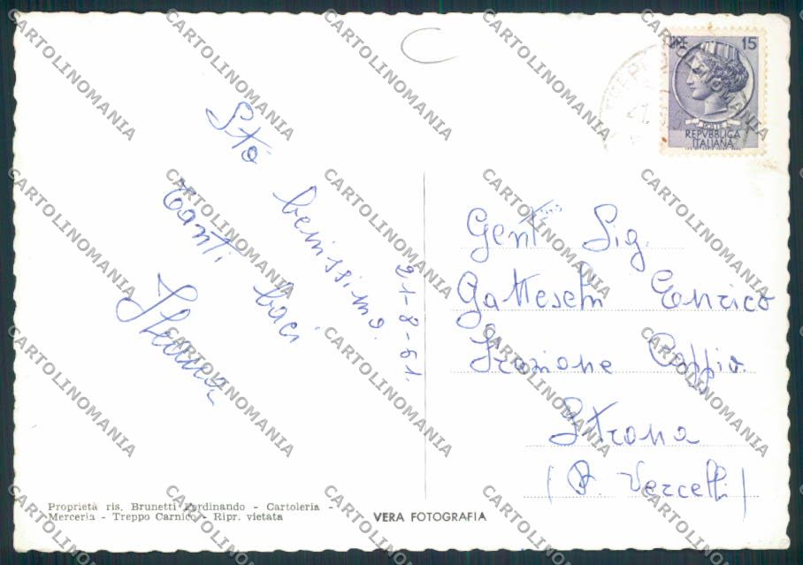 Udine Treppo Carnico Foto FG cartolina MQ3380 – retro
