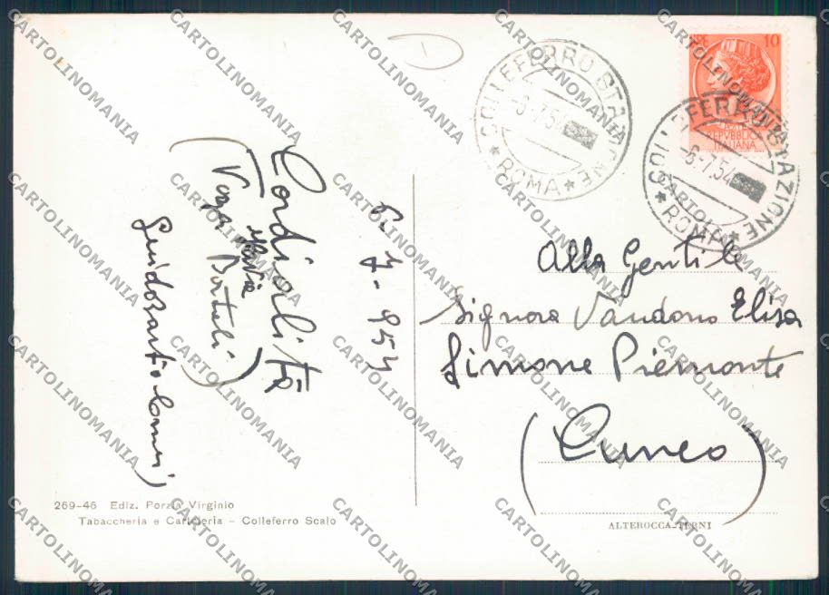Roma Colleferro FG cartolina MQ3591 – retro
