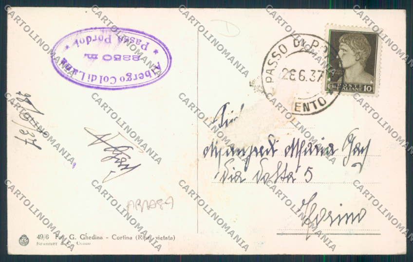 Bolzano Passo Pordoi ABRASA cartolina MQ3628 – retro