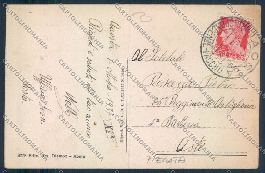 Aosta città PIEGA cartolina MQ3733 – retro