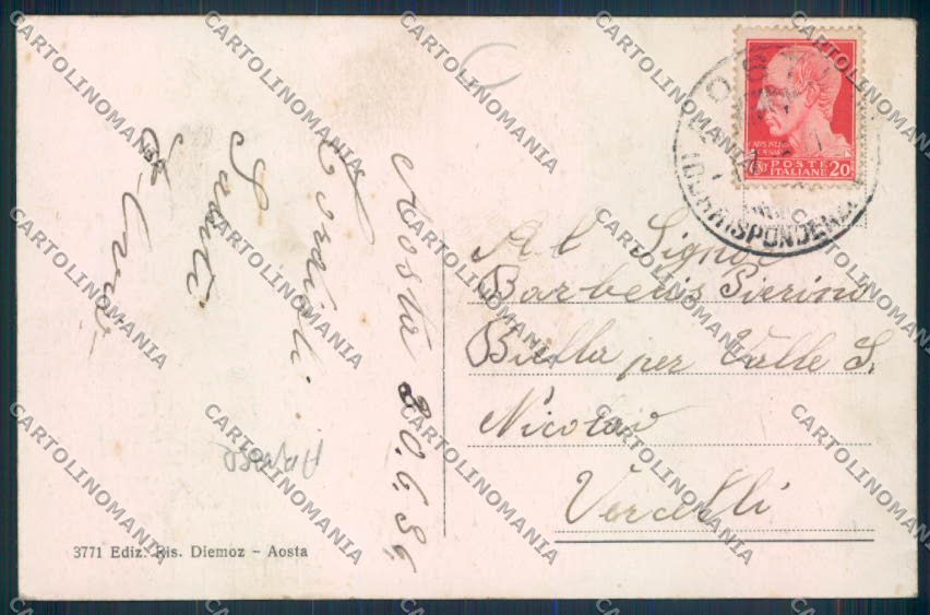 Aosta città ABRASA cartolina MQ3785 – retro